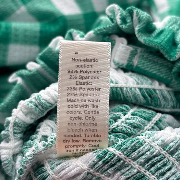 Cato Women Dress Gingham Ruffle Smocked Pockets Sundress Green White 18/20 J199 - Picture 12 of 13